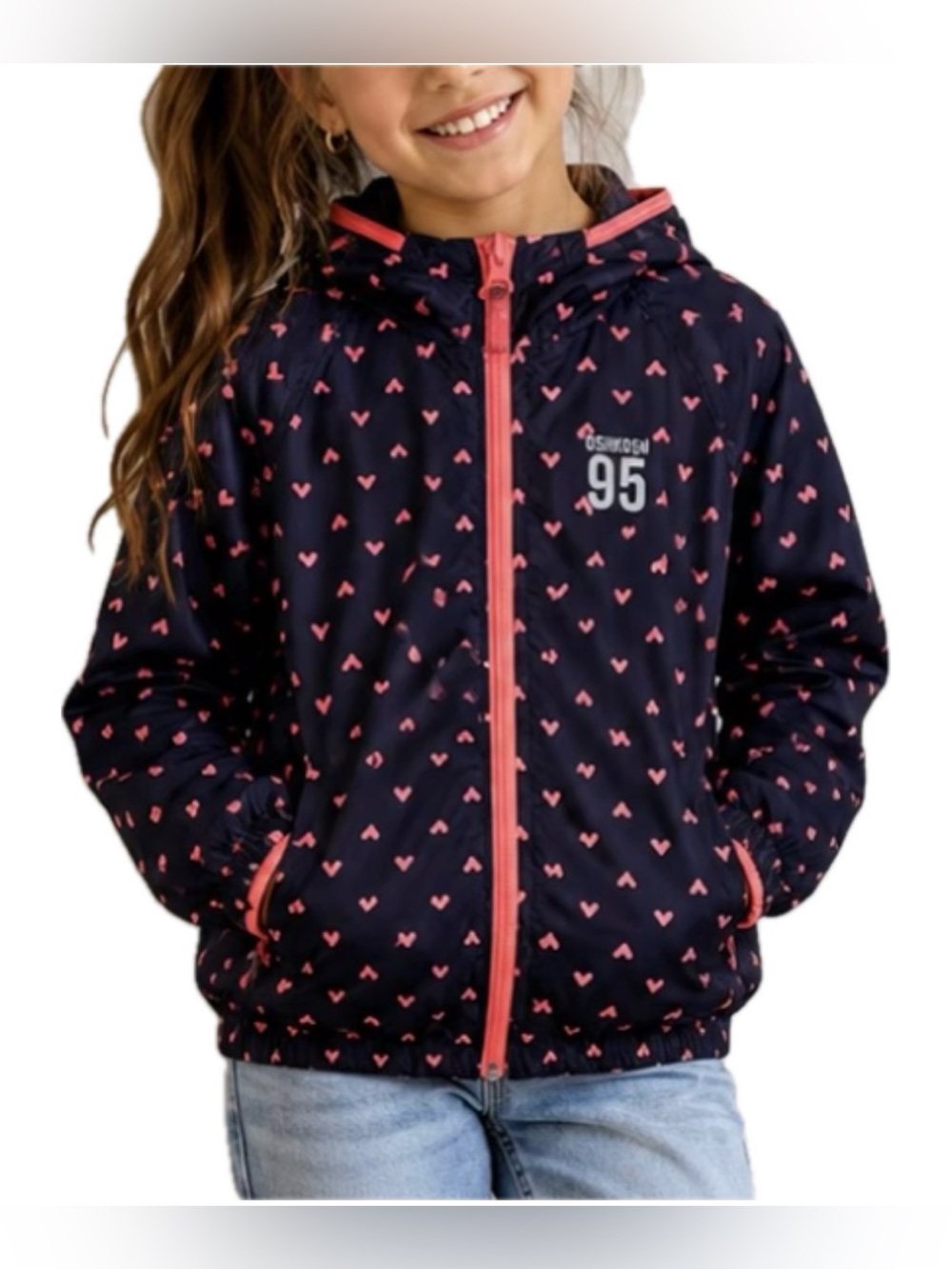 NWOT. Oshkosh Girls Windbreaker Hoodie‎ Zip Girls Size 8
